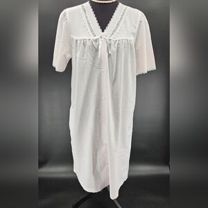 Enchantmates Miss Elaine Lt PINK Dressing Gown Robe Nightgown Womens M Vintage
